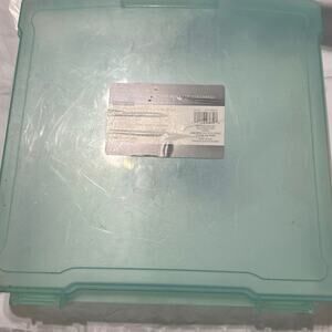 Clear teal Plastic Scrapbook Storage Case Holds 12" x 12" Paper & Pads USA New